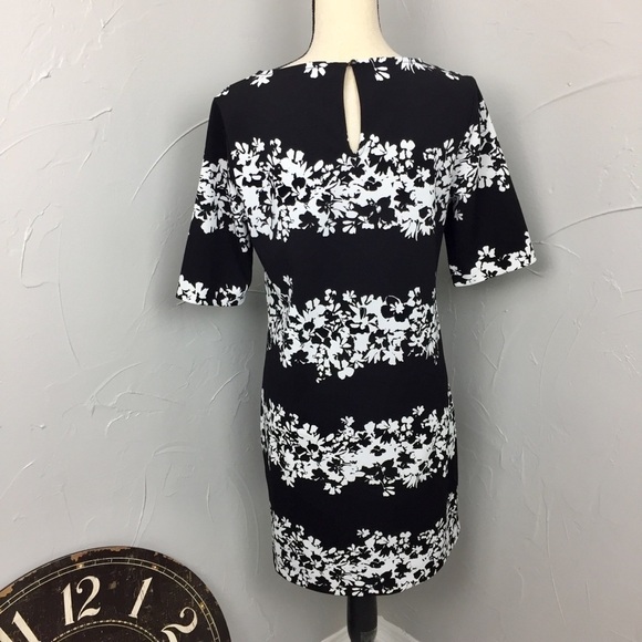 Banana Republic Black and white shift Dress white stripe floral print size 4 - Picture 5 of 9